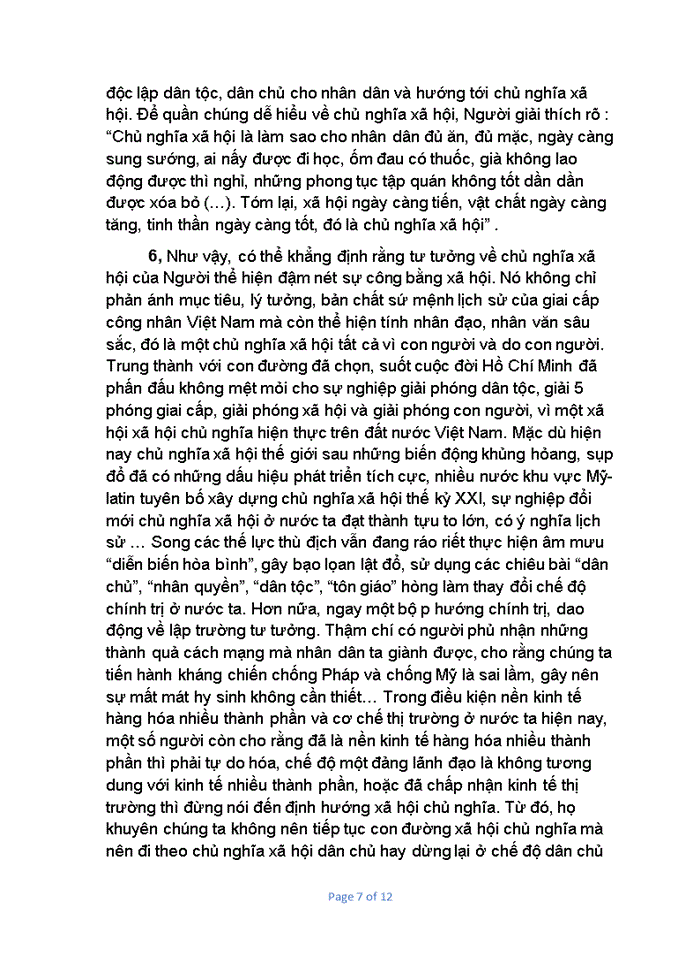 image for page Tư tưởng Phân tích luận điểm của Hồ Chí Minh Độc lập đân tộc gắn liền với Chủ nghĩa Xã hội và liên hệ với thực tiễn Việt Nam hiện nay