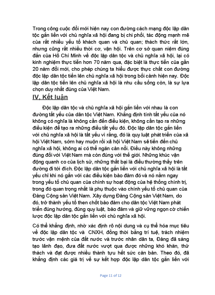 image for page Tư tưởng Phân tích luận điểm của Hồ Chí Minh Độc lập đân tộc gắn liền với Chủ nghĩa Xã hội và liên hệ với thực tiễn Việt Nam hiện nay