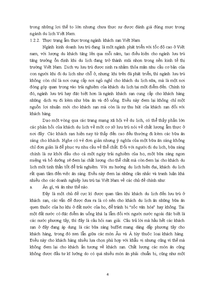 KHAI THÁC CÁC GIÁ TRỊ ĐẶC SẮC CỦA ẨM THỰC VIỆT NAM TRONG NGÀNH KINH DOANH KHÁCH SẠN HIỆN TẠI TỒN ĐỌNG KINH NGHIỆM ĐỀ XUẤT