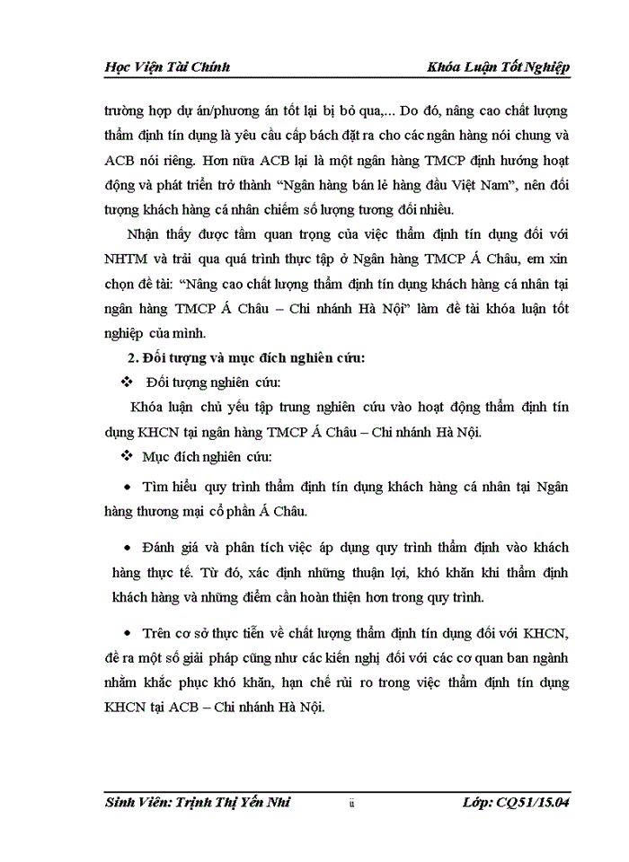 image for page Nâng cao chất lượng thẩm định tín dụng khách hàng cá nhân tại ngân hàng TMCP Á Châu Chi nhánh Hà Nội