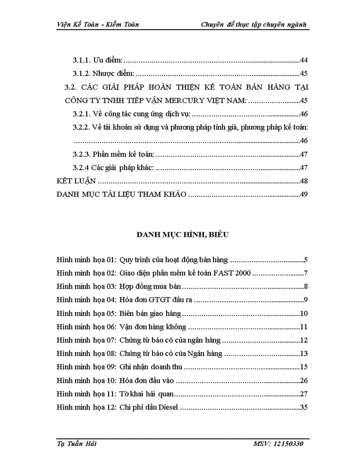 Hoàn thiện công tác kế toán bán hàng tại Công Ty Trách nhiệm hữu hạn Tiếp Vận Mercury Việt Nam