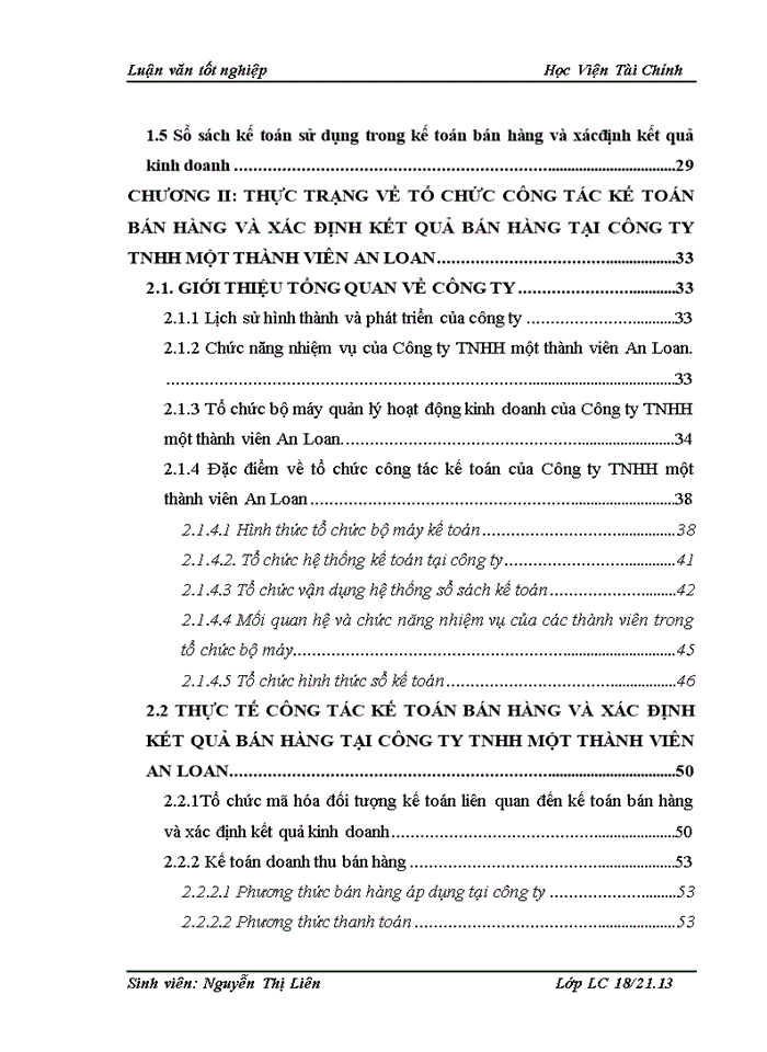 Kế toán bán hàng và xác định kết quả bán hàng tại Công ty Trách nhiệm hữu hạn một thành viên An Loan
