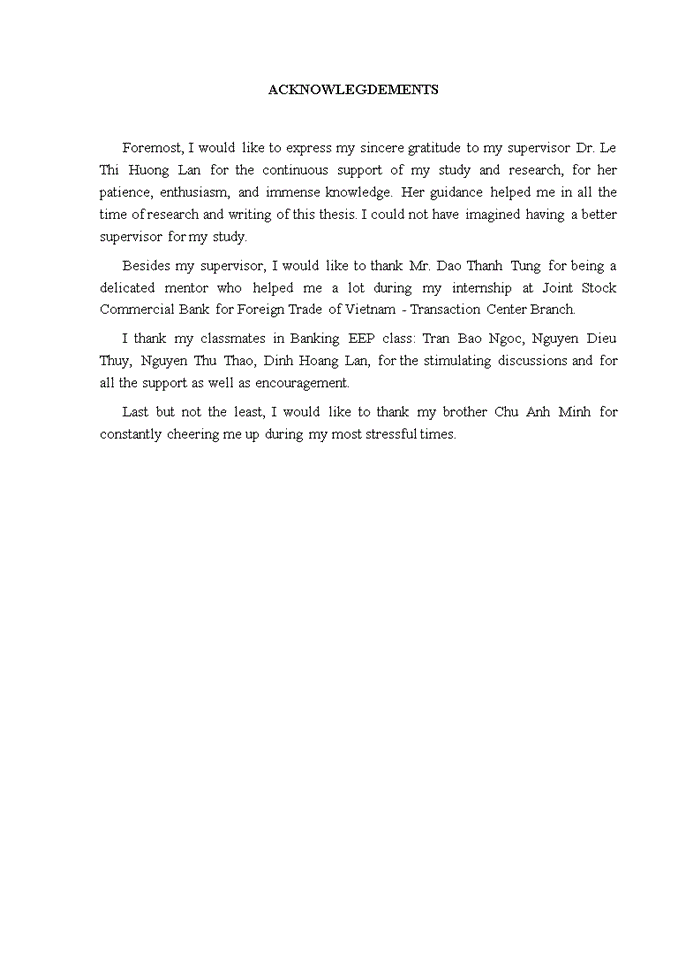 Expanding Consumer Lending at Joint Stock Commercial Bank for Foreign Trade Of Vietnam - Transaction Center Branch