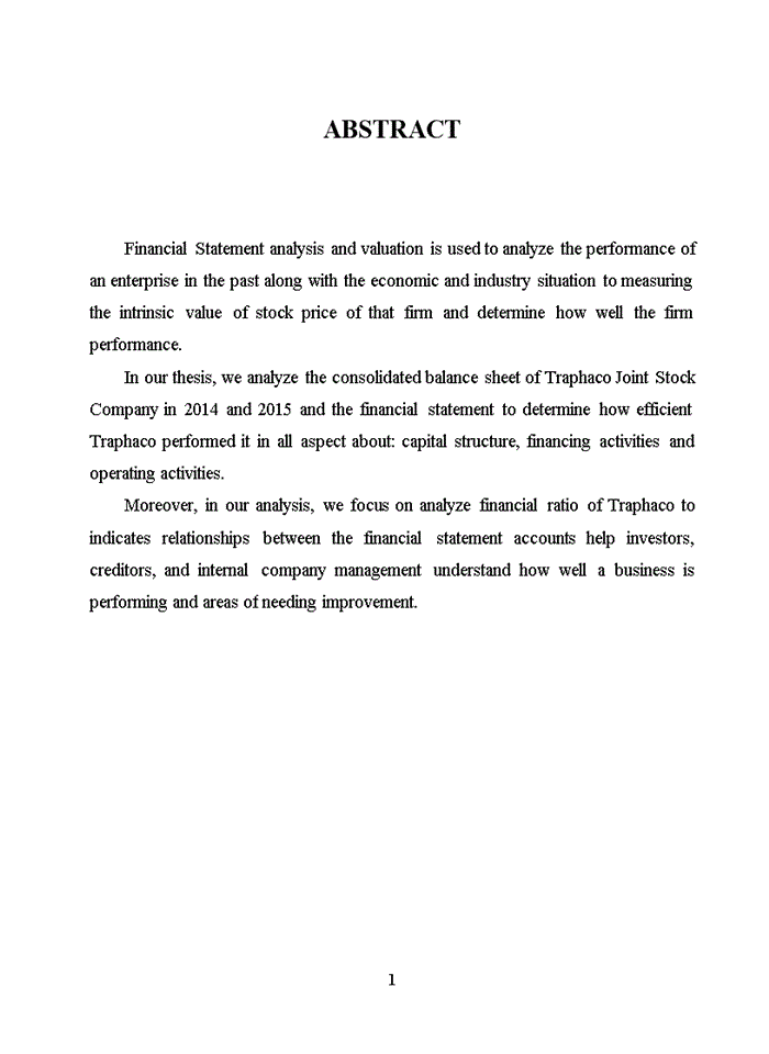image for page Tiếng anh FINANCIAL STATEMENT ANALYSIS A case of TRAPHACO JOINT STOCK COMPANY TRA