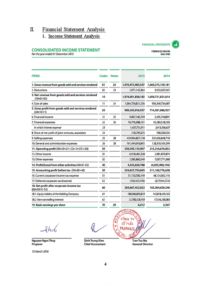 Tiếng anh FINANCIAL STATEMENT ANALYSIS A case of TRAPHACO JOINT STOCK COMPANY TRA