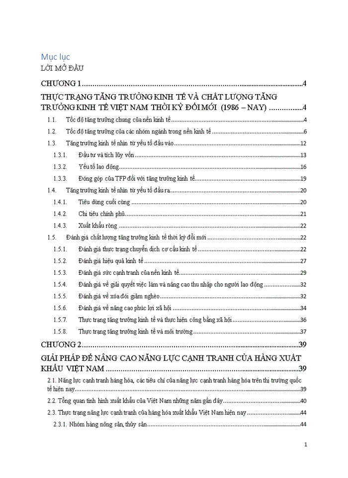 Tư tưởng Thực trạng tăng trưởng kinh tế và chất lượng tăng trưởng kinh tế Việt Nam thời kỳ đổi mới 1986 nay