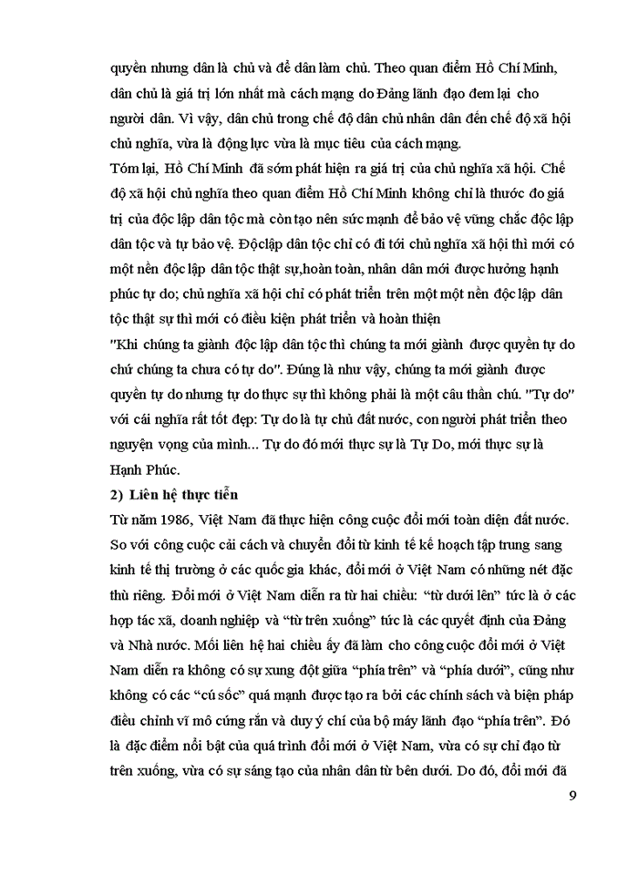 image for page Tư tưởng Phân tích luận điểm sau của Hồ Chí Minh Nếu nước độc lập mà dân không được tự do hạnh phúc thì độc lập còn có ý nghĩa gì Liên hệ thực tiễn Việt Nam hiện nay