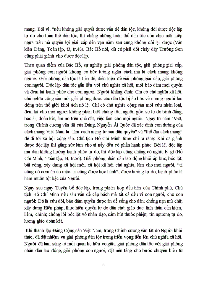 image for page Tư tưởng Vấn đề dân tộc trong tư tưởng Hồ Chí Minh có nội dung cốt lõi là vấn đề độc lập dân tộc Người tiếp cận vấn đề dân tộc từ những tư tưởng từ hai bản tuyên ngôn của Pháp và Mỹ rồi đúc kết thành những hệ thống luận điểm về độc lập dân tộc