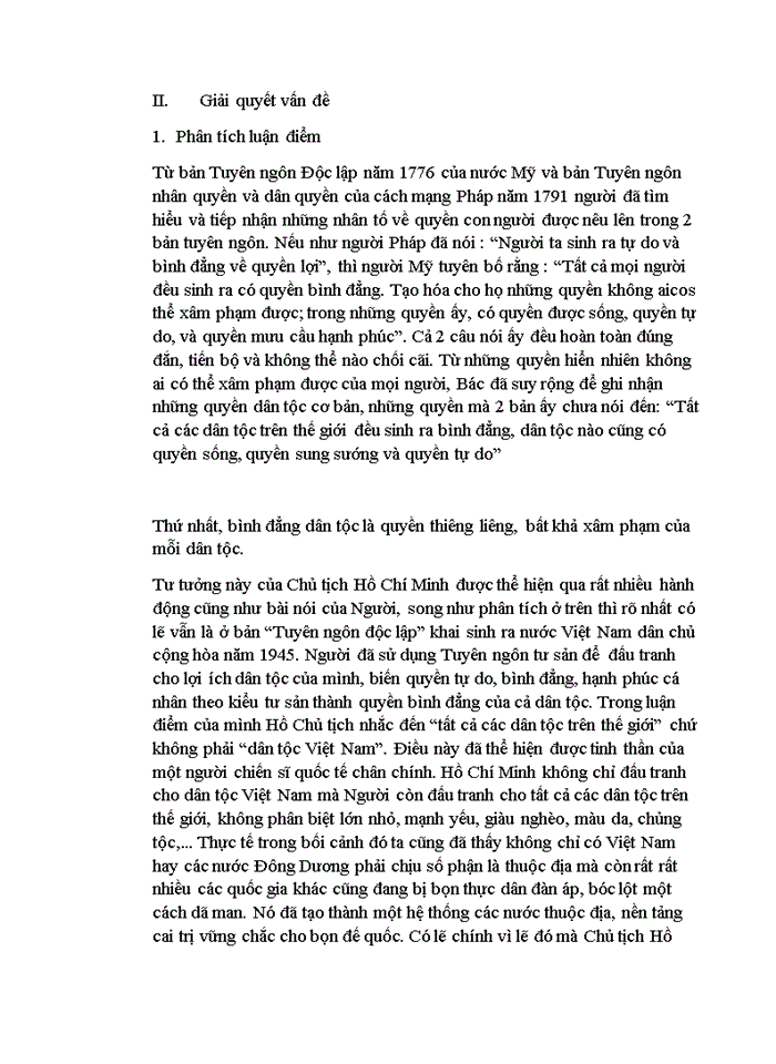 image for page Tư tưởng Phân tích luận điểm của Chủ tịch Hồ Chí Minh Tất cả các dân tộc trên thế giới đều sinh ra bình đẳng dân tộc nào cũng có quyền sống quyền sung sướng và quyền tự do Liên hệ thực tiễn với Việt Nam