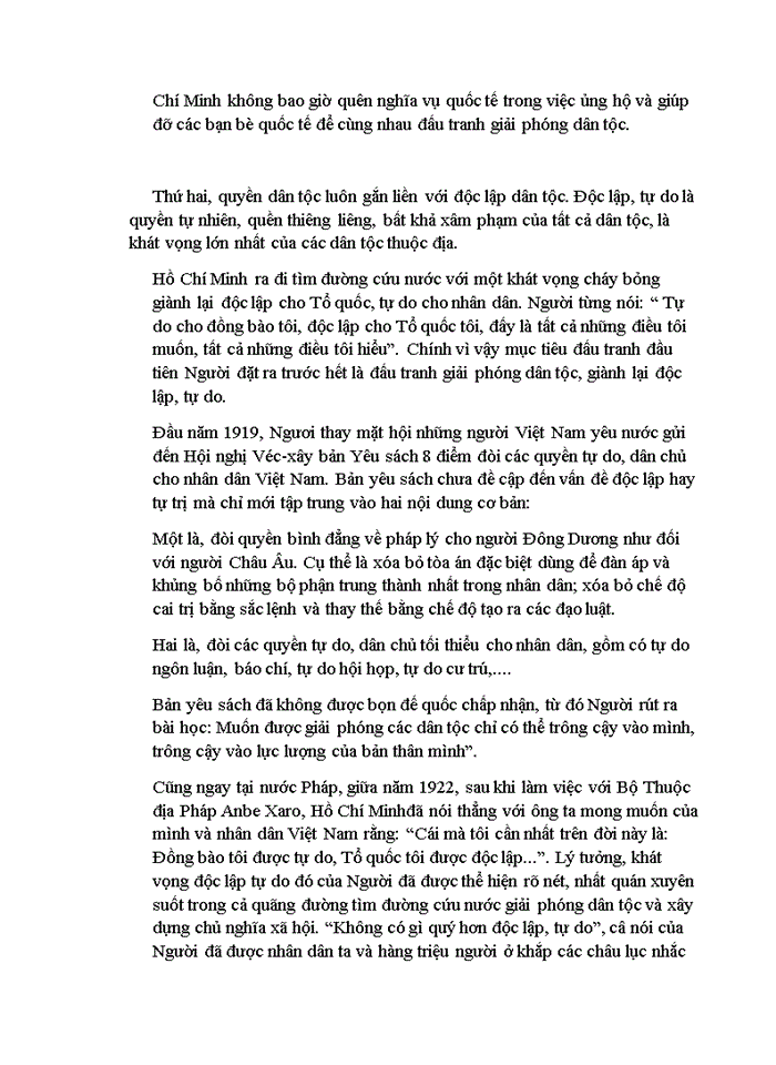 image for page Tư tưởng Phân tích luận điểm của Chủ tịch Hồ Chí Minh Tất cả các dân tộc trên thế giới đều sinh ra bình đẳng dân tộc nào cũng có quyền sống quyền sung sướng và quyền tự do Liên hệ thực tiễn với Việt Nam
