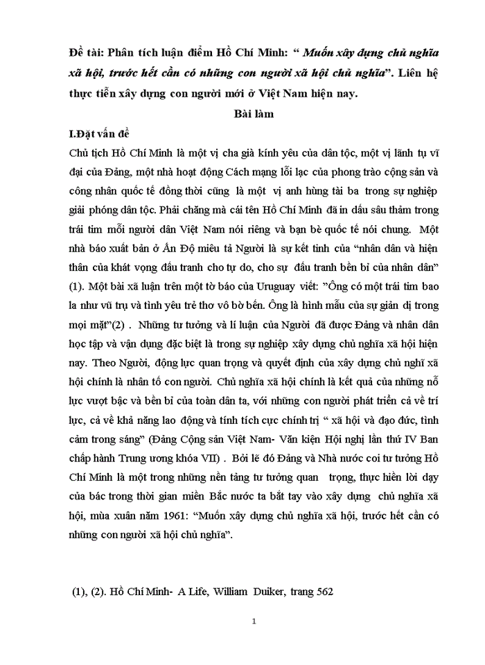image for page Tư tưởng Phân tích luận điểm Hồ Chí Minh Muốn xây dựng chủ nghĩa xã hội trước hết cần có những con người xã hội chủ nghĩa Liên hệ thực tiễn xây dựng con người mới ở Việt Nam hiện nay