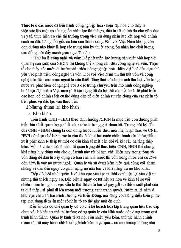 image for page Phân tích điều kiện hiện nay trong quá trình Việt Nam tiến lên công nghiệp hóa- hiện đại hóa đất nước