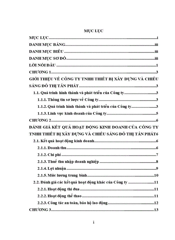 image for page Báo cáo tại Công ty Trách nhiệm hữu hạn Thiết bị xây dựng và chiếu sáng Đô thị Tấn Phát