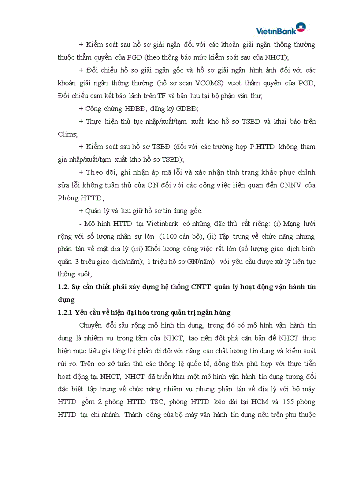 image for page Xây dựng Hệ thống CNTT quản lý hoạt động vận hành tín dụng Vietinbank credit operation management support