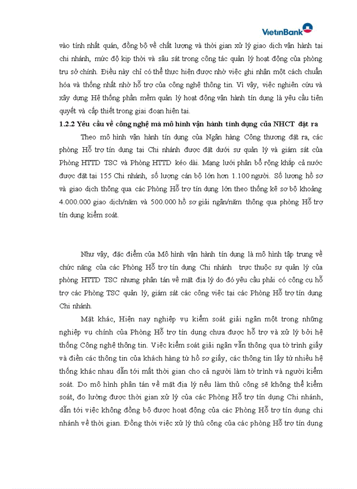 image for page Xây dựng Hệ thống CNTT quản lý hoạt động vận hành tín dụng Vietinbank credit operation management support