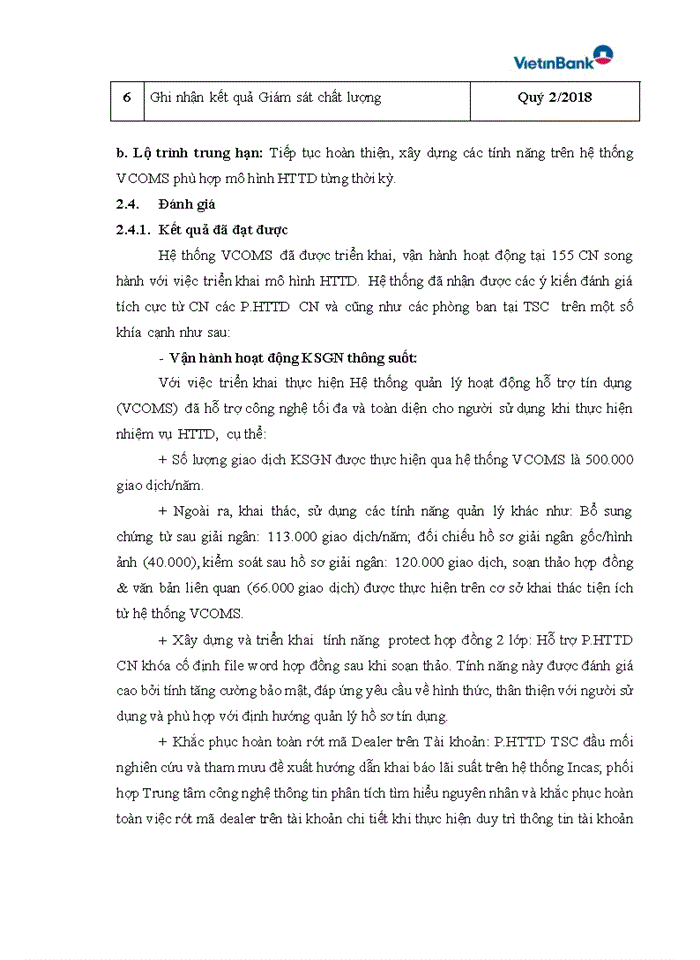 image for page Xây dựng Hệ thống CNTT quản lý hoạt động vận hành tín dụng Vietinbank credit operation management support