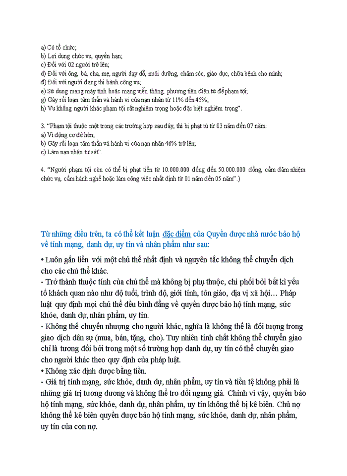 image for page QUYỀN ĐƯỢC NHÀ NƯỚC BẢO HỘ VỀ TÍNH MẠNG DANH DỰ UY TÍN VÀ NHÂN PHẨM