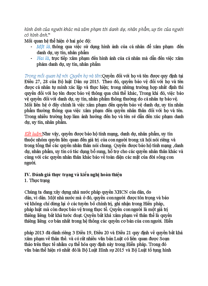 image for page QUYỀN ĐƯỢC NHÀ NƯỚC BẢO HỘ VỀ TÍNH MẠNG DANH DỰ UY TÍN VÀ NHÂN PHẨM