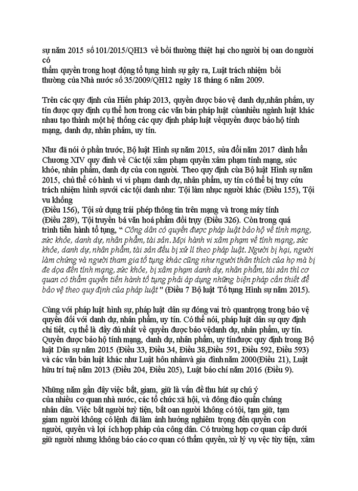 image for page QUYỀN ĐƯỢC NHÀ NƯỚC BẢO HỘ VỀ TÍNH MẠNG DANH DỰ UY TÍN VÀ NHÂN PHẨM