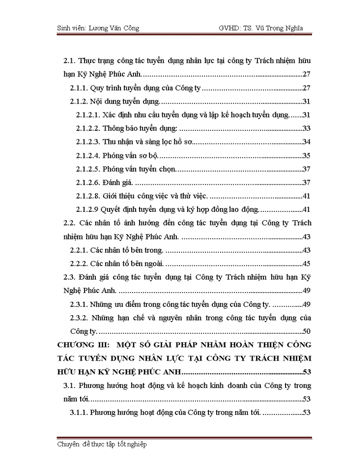 THỰC TRẠNG CÔNG TÁC TUYỂN DỤNG VÀ CÁC GIẢI PHÁP HOÀN THIỆN HOẠT ĐỘNG TUYỂN DỤNG NHÂN LỰC TRONG CÔNG TY CỔ PHẦN Trách nhiệm hữu hạn KỸ NGHỆ PHÚC ANH