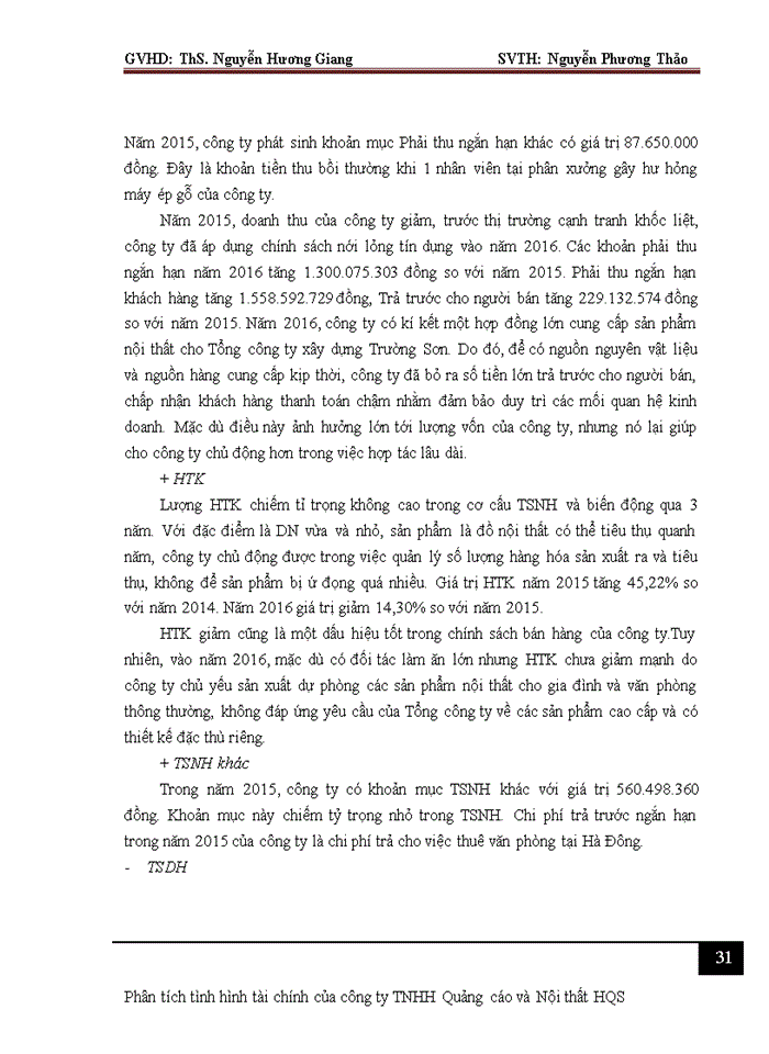image for page Phân tích tình hình tài chính của công ty Trách nhiệm hữu hạn Quảng cáo và Nội thất HQS giai đoạn 2014-2016
