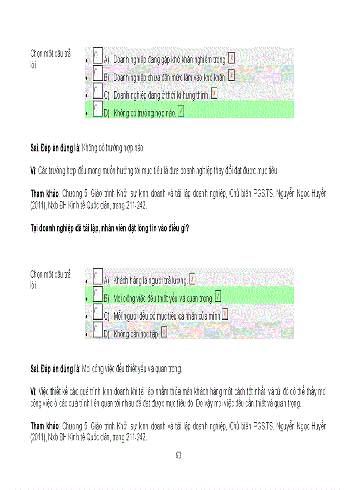 image for page NGÂN HÀNG CÂU HỎI TRẮC NGHIỆM MÔN TÁI LẬP DOANH NGHIỆP
