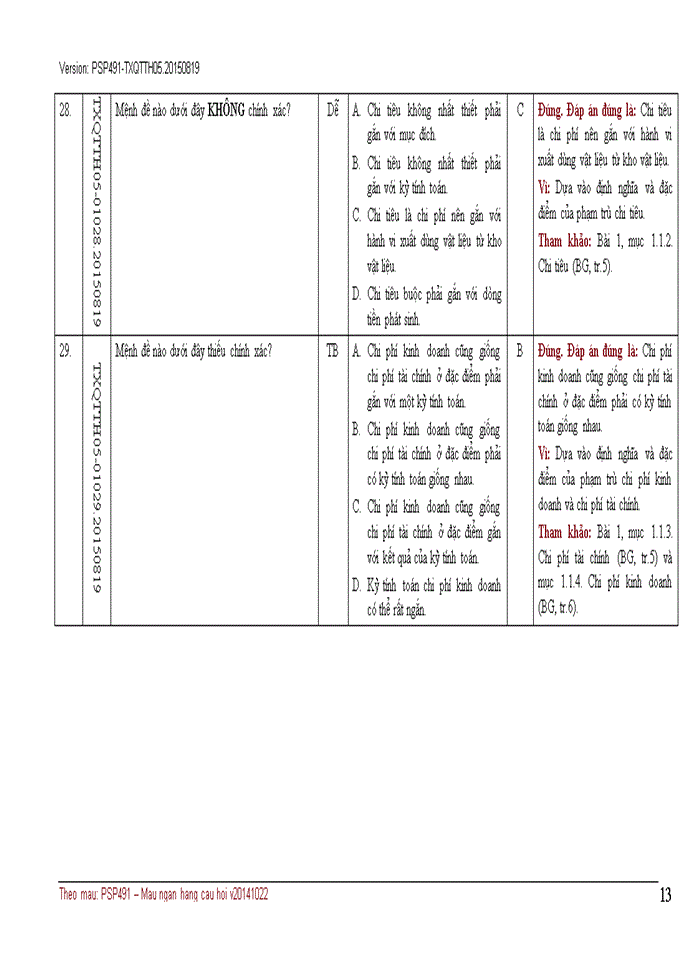 image for page NGÂN HÀNG CÂU HỎI TRẮC NGHIỆM QUẢN TRỊ CHI PHÍ KINH DOANH