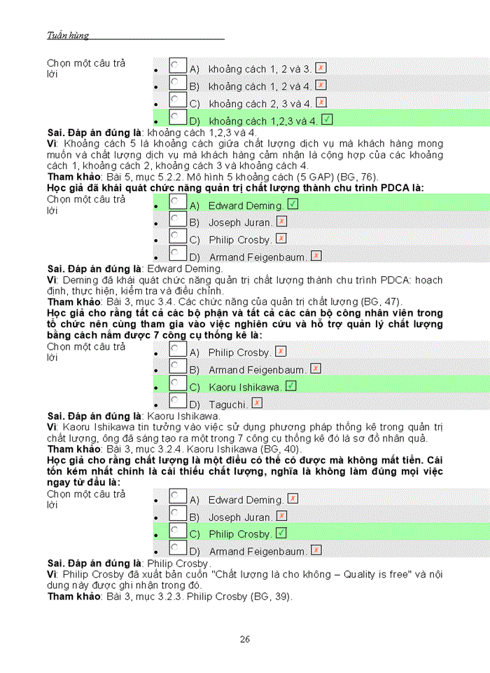 image for page Ngân hàng câu hỏi trắc nghiệm Môn quản trị chất lượng