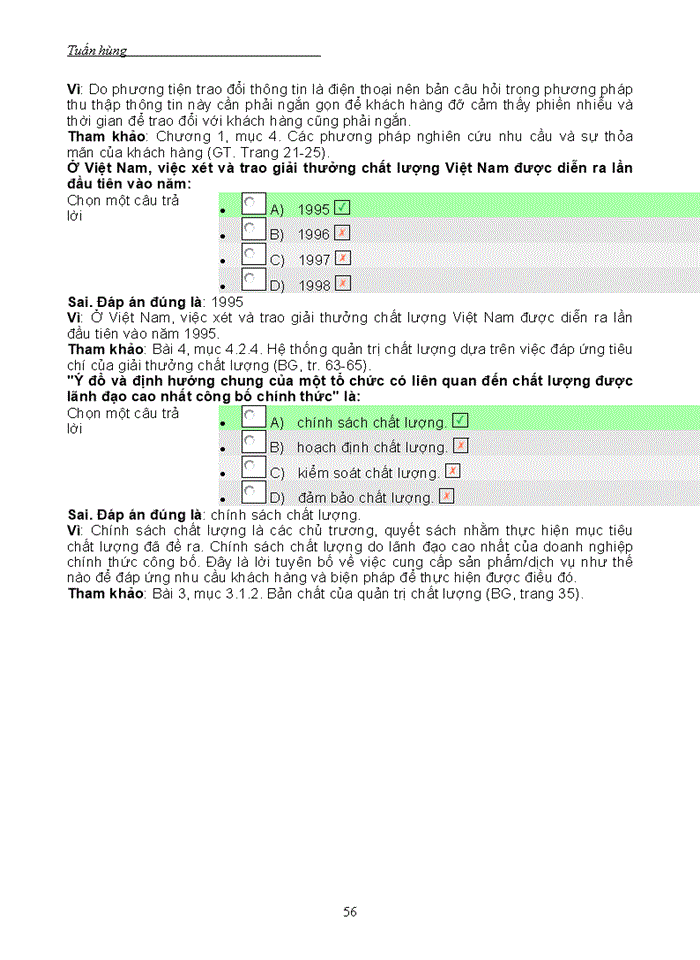 image for page Ngân hàng câu hỏi trắc nghiệm Môn quản trị chất lượng