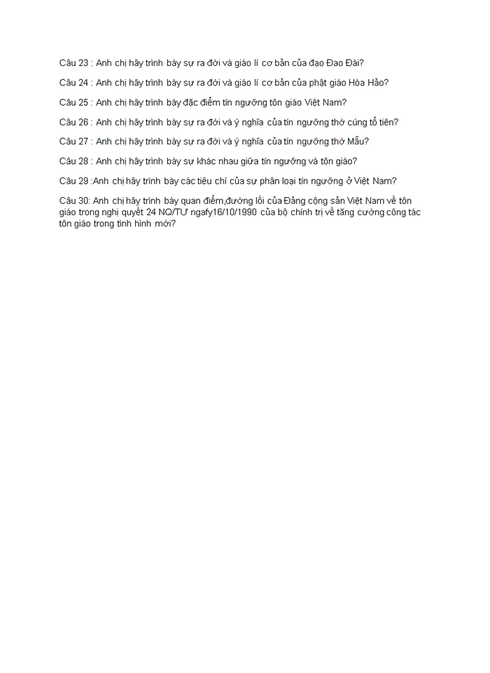 image for page CÂU HỎI ÔN TẬP TÔN GIÁO HỌC ĐẠI CƯƠNG
