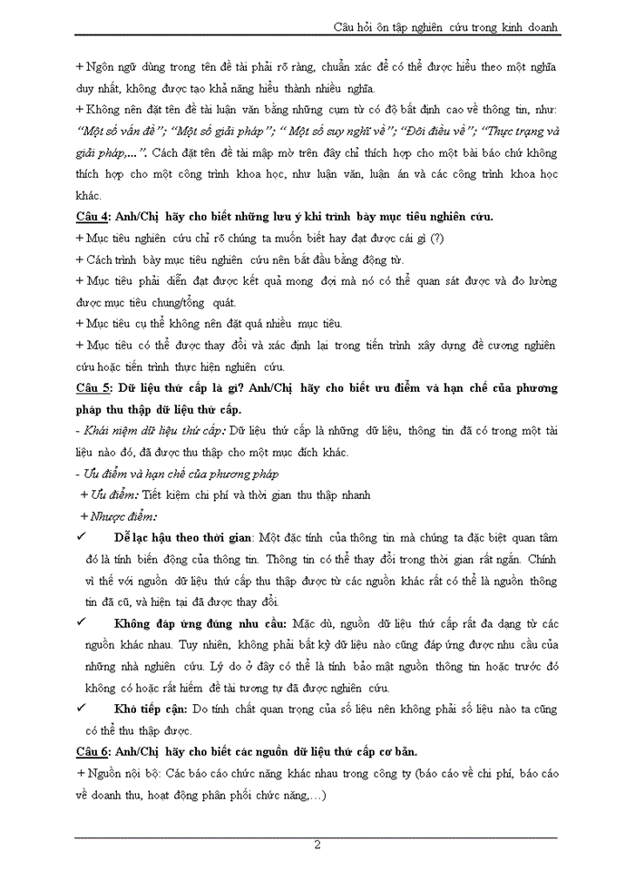 image for page CÂU HỎI ÔN TẬP NGHIÊN CỨU TRONG KINH DOANH