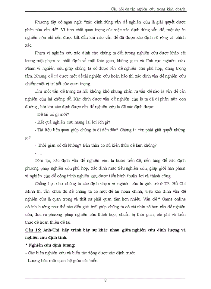 image for page CÂU HỎI ÔN TẬP NGHIÊN CỨU TRONG KINH DOANH