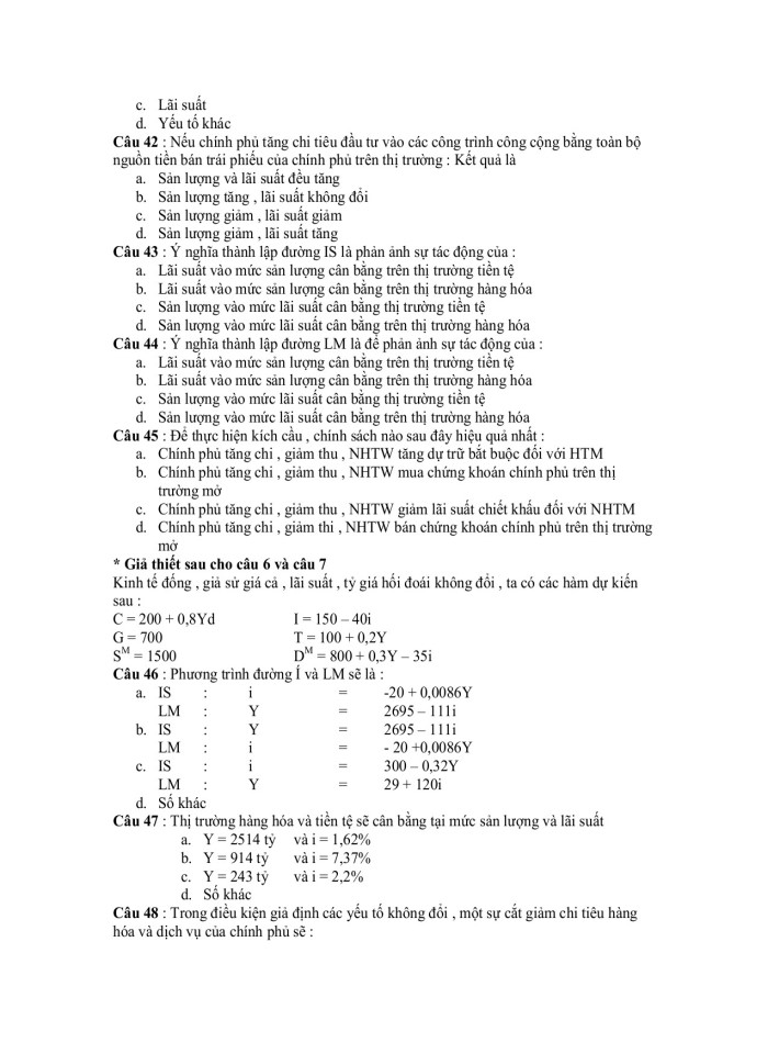 image for page 240 câu Đề thi trắc nghiệm Kinh tế vĩ mô