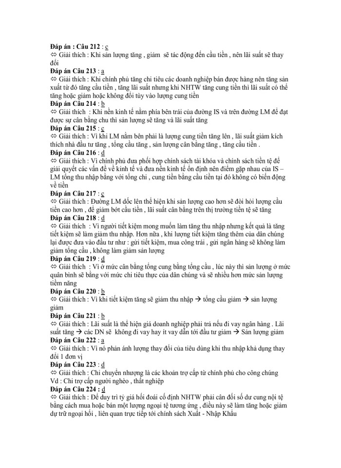 image for page 240 câu Đề thi trắc nghiệm Kinh tế vĩ mô