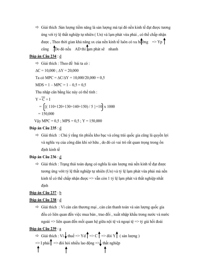 image for page 240 câu Đề thi trắc nghiệm Kinh tế vĩ mô