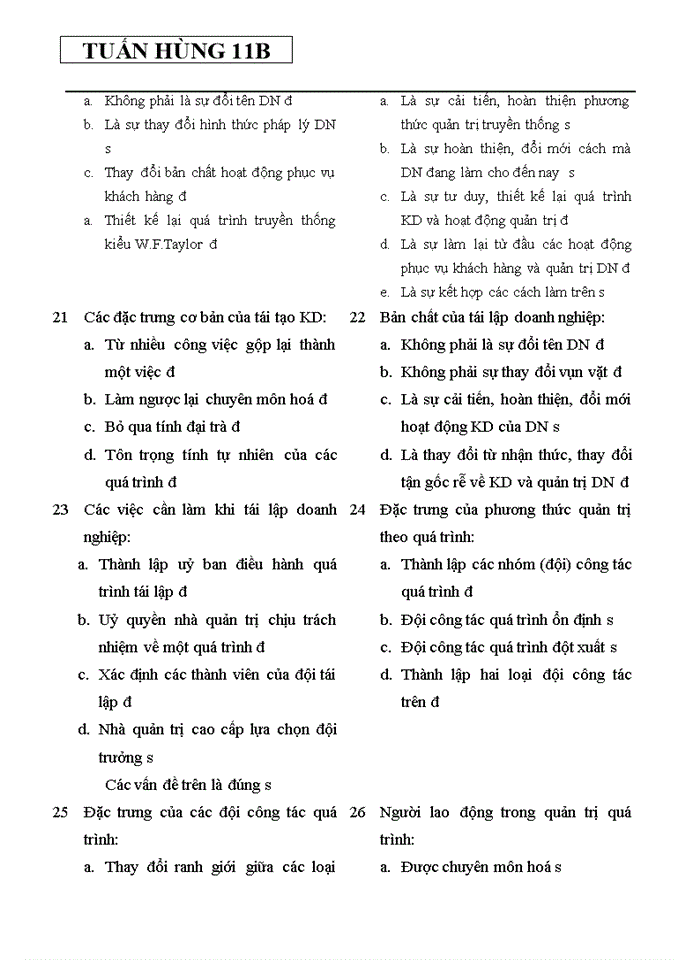 image for page ĐÚNG SAI GIẢI THÍCH MÔN QUẢN TRỊ SỰ THAY ĐỔI