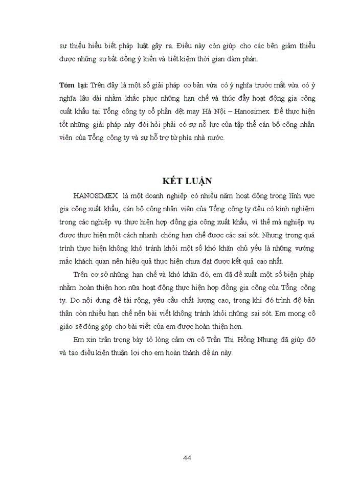 image for page Thực tiễn giao kết và thực hiện hợp đồng gia công quốc tế hàng may mặc tại Công ty Cổ phần dệt may Hà Nội- Hanosimex