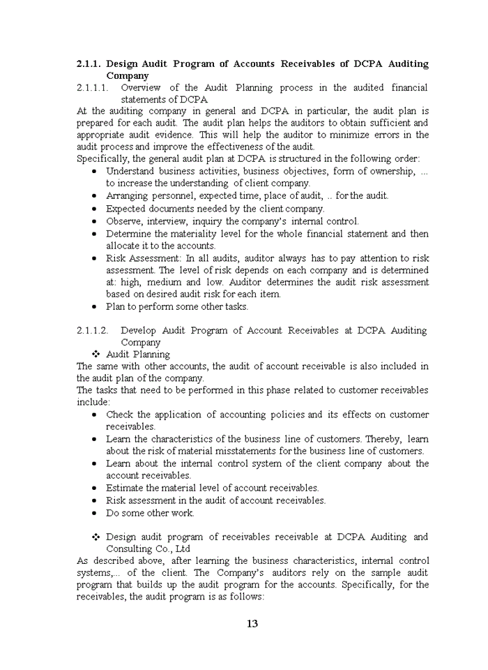 image for page TIẾNG ANH DISCUSSION OF AUDIT OF ACCOUNT RECEIVABLES IN FINANCIAL STATEMENT AUDIT