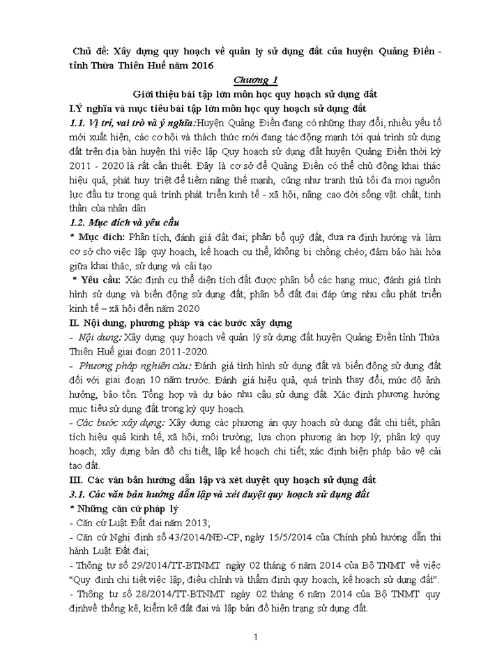 image for page Xây dựng quy hoạch về quản l ý sử dụng đất của huyện Quảng Điền - tỉnh Thừa Thiên Huế năm 2016