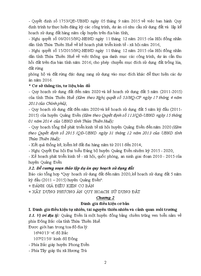 image for page Xây dựng quy hoạch về quản l ý sử dụng đất của huyện Quảng Điền - tỉnh Thừa Thiên Huế năm 2016