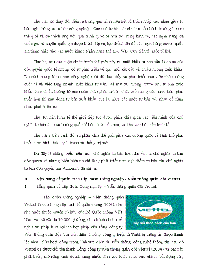 image for page Quan điểm của chủ nghĩa mác-Lênin về chủ nghĩa tư bản độc quyền và áp dụng vấn đề nghiên cứu để phân tích Tập đoàn Công nghiệp Viễn thông quân đội Viettel