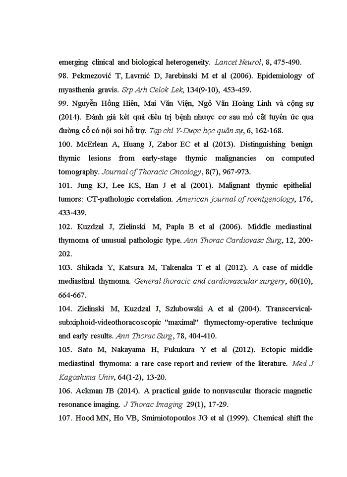 image for page NGHIÊN CỨU ĐẶC ĐIỂM HÌNH ẢNH VÀ GIÁ TRỊ CỦA CỘNG HƯỞNG TỪ TRONG ĐÁNH GIÁ TỔN THƯƠNG TUYẾN ỨC Ở BỆNH NHÂN NHƯỢC CƠ