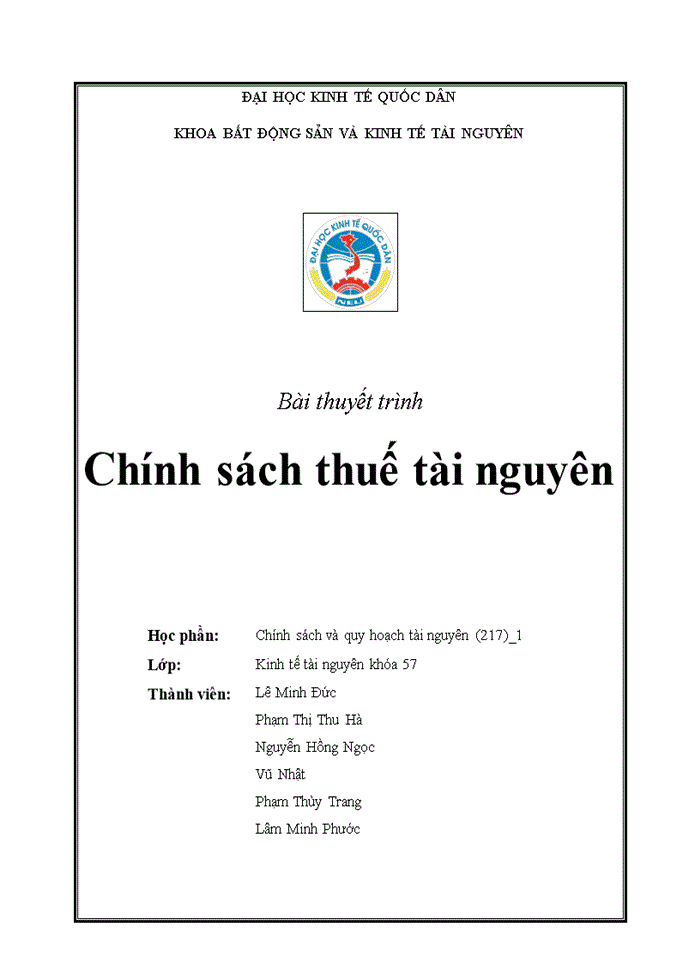 Chính sách thuế tài nguyên