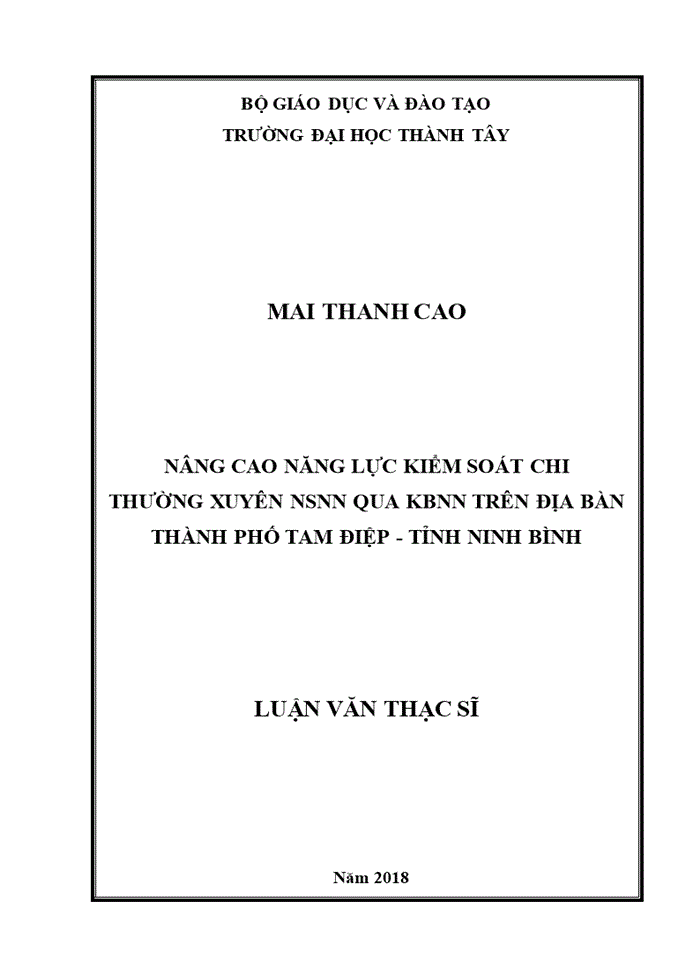 THS NÂNG CAO NĂNG LỰC KIỂM SOÁT CHI THƯỜNG XUYÊN NSNN QUA KBNN TRÊN ĐỊA BÀN THÀNH PHỐ TAM ĐIỆP - TỈNH NINH BÌNH