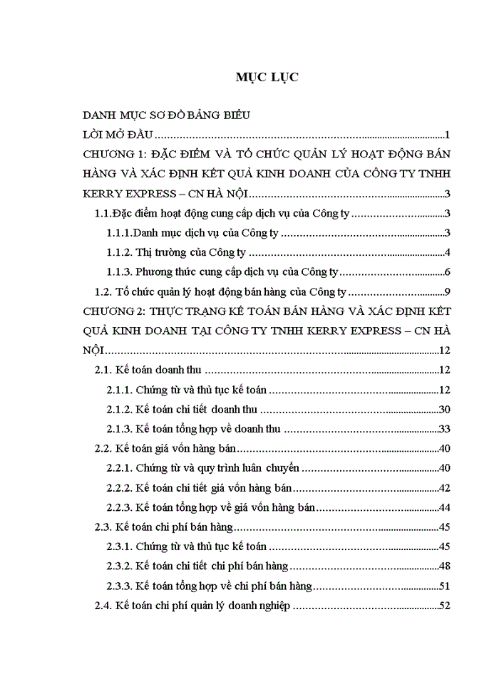 Thực trạng kế toán bán hàng và xác định kết quả kinh doanh tại công ty Trách nhiệm hữu hạn kerry express cn hà nội