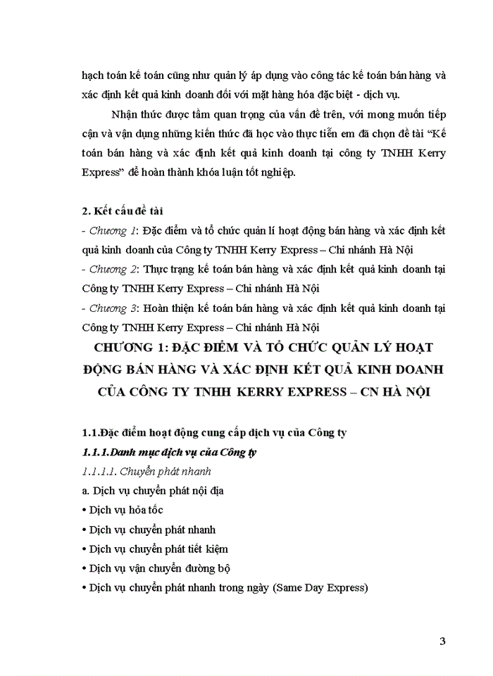 Thực trạng kế toán bán hàng và xác định kết quả kinh doanh tại công ty Trách nhiệm hữu hạn kerry express cn hà nội