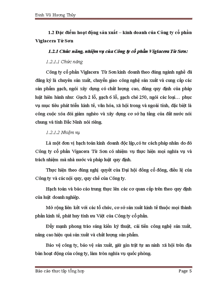 image for page Tổ chức bộ máy kế toán và hệ thống kế toán tại Công ty cổ phần Viglacera Từ Sơn