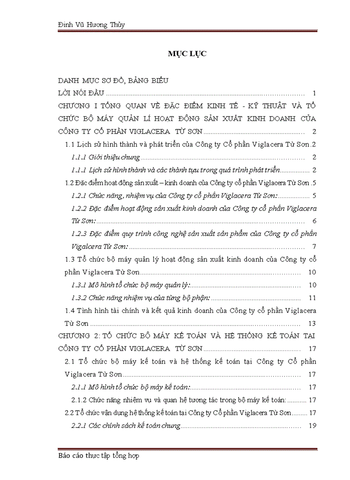 image for page Tổ chức bộ máy kế toán và hệ thống kế toán tại Công ty cổ phần Viglacera Từ Sơn