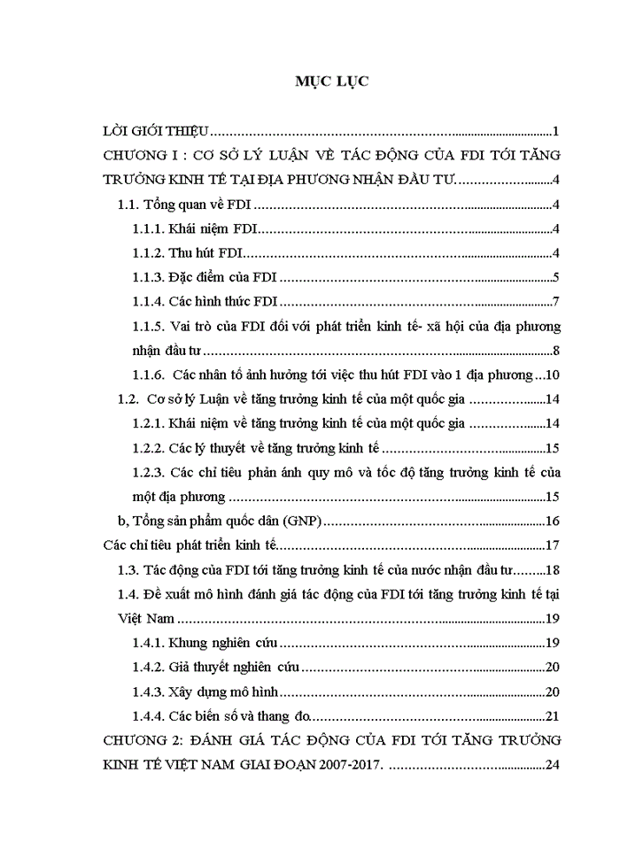 ĐÁNH GIÁ TÁC ĐỘNG CỦA FDI TỚI TĂNG TRƯỞNG KINH TẾ VIỆT NAM GIAI ĐOẠN 2007-2017
