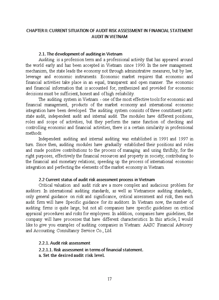 image for page Tiếng anh CURRENT SITUATION OF AUDIT RISK ASSESSMENT IN FINANCIAL STATEMENT AUDIT IN VIETNAM